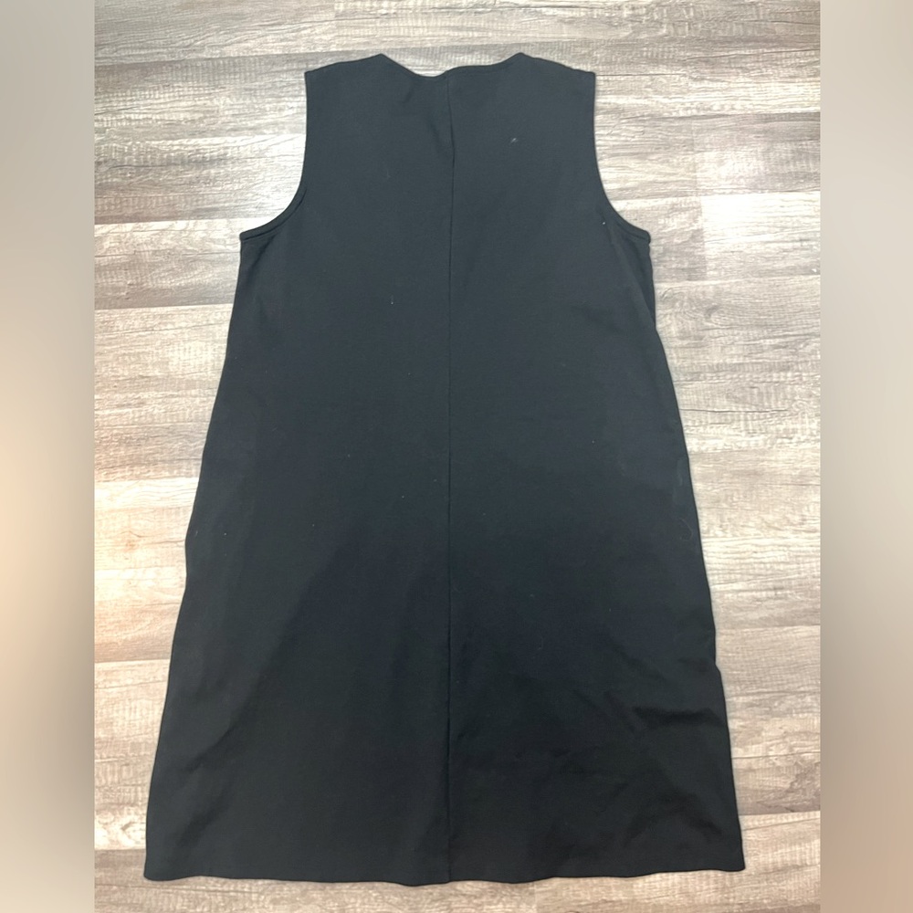 Eileen Fisher Cotton Blend Ponte Zip Up Black Dress Women's Large - Picture 2 of 8